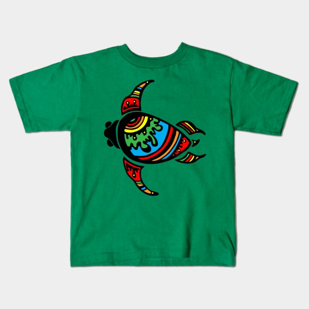 Psychedelic Turtle Kids T-Shirt by Scruffies